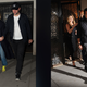 Left: Emily Blunt and John Krasinki leaving Jennifer Aniston and Justin Theroux’s house last night. Right: Aniston and Theroux leaving their home on Friday night. (Images via Splash)